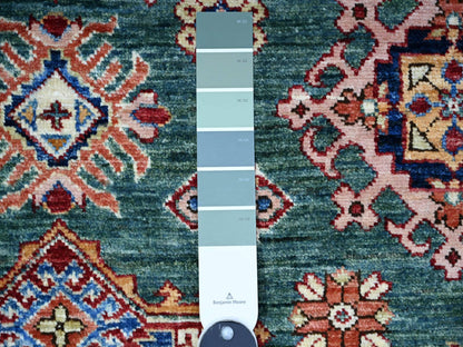 Kazak Kazak hand-knotted wool rug in Green & Ivory, 5'11" x 8'9" — SKU O074978 (view 3)