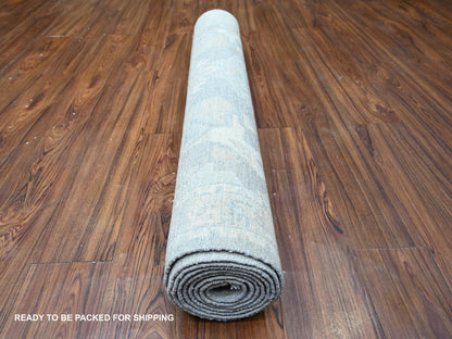 Peshawar Oushak hand-knotted wool rug in Gray & Ivory, 4' x 9'9" — SKU O074983 (view 3)