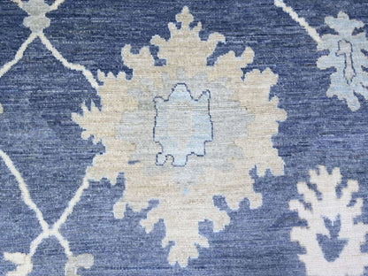 Blue 12'1" x 15'7" Oushak And Peshawar Hand knotted Wool Rug - Sku: O074999