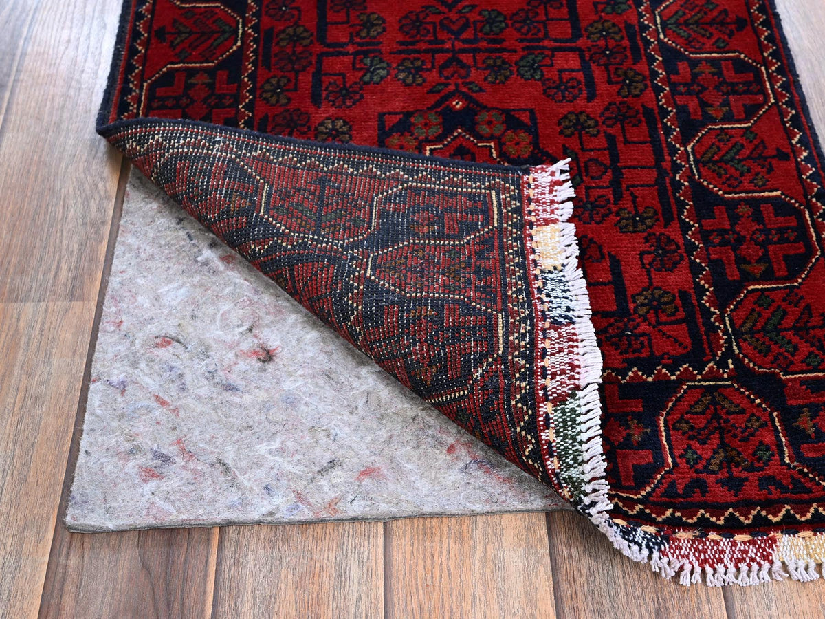 Tribal & Geometric hand-knotted wool runner in Red, 1'10" x 4'10" — SKU O0749 (view 3)