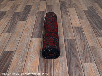Tribal & Geometric hand-knotted wool runner in Red, 1'10" x 4'10" — SKU O0749 (view 5)