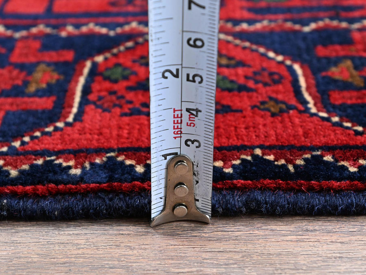 Tribal & Geometric hand-knotted wool runner in Red, 1'10" x 4'10" — SKU O0749 (view 6)