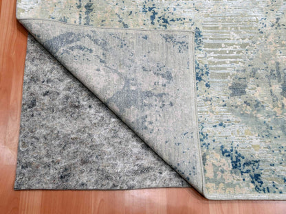 Ivory 12'1" x 15'2" Modern and Contemporary Hand knotted Wool/Silk Rug - Sku: O075012