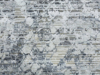 Modern / Contemporary hand-knotted wool/silk rug in Gray, 11'9" x 15'3" — SKU O075013 (view 8)