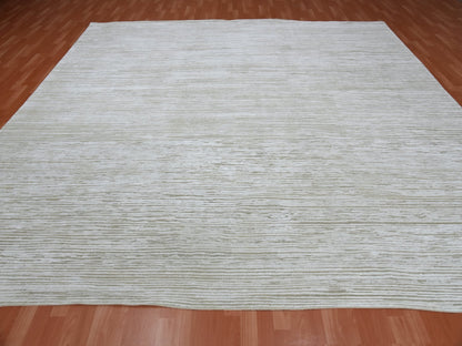 Ivory 11'10" x 11'10" Modern and Contemporary Hand knotted Wool/Silk Rug - Sku: O075016