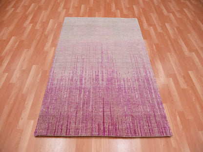 Pink 4'1" x 6'2" Modern / Contemporary Hand knotted Wool Rug - Sku: O075021