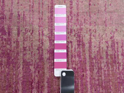Pink 4'1" x 6'2" Modern / Contemporary Hand knotted Wool Rug - Sku: O075021
