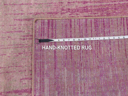Pink 4'1" x 6'2" Modern / Contemporary Hand knotted Wool Rug - Sku: O075021