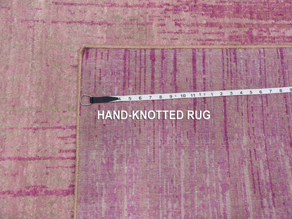 Pink 4'1" x 6'2" Modern / Contemporary Hand knotted Wool Rug - Sku: O075022