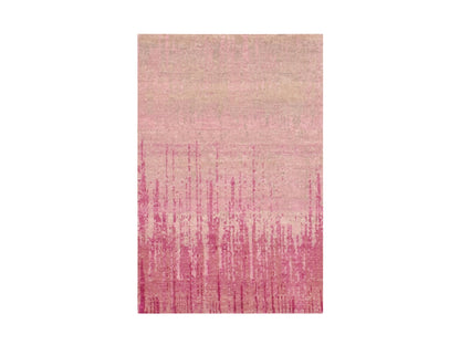 Pink 2'0" x 3'2" Modern / Contemporary Hand knotted Wool Rug - Sku: O075023