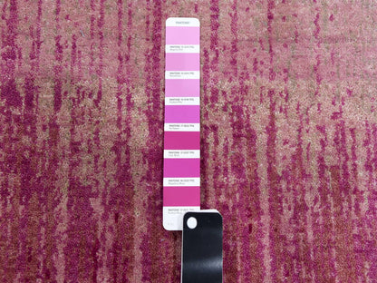 Pink 2'0" x 3'2" Modern / Contemporary Hand knotted Wool Rug - Sku: O075023