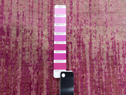 Pink 2'0" x 3'2" Modern / Contemporary Hand knotted Wool Rug - Sku: O075024