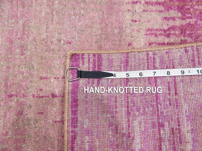 Pink 2'0" x 3'2" Modern / Contemporary Hand knotted Wool Rug - Sku: O075024