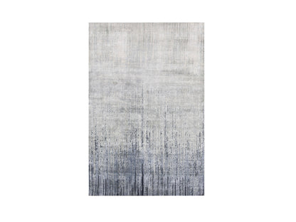 Grey 4'0" x 6'0" Modern / Contemporary Hand knotted Wool Rug - Sku: O075028