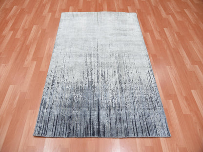 Grey 4'0" x 6'0" Modern / Contemporary Hand knotted Wool Rug - Sku: O075028
