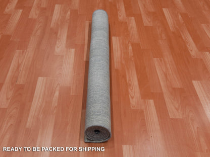 Grey 4'0" x 6'0" Modern / Contemporary Hand knotted Wool Rug - Sku: O075028