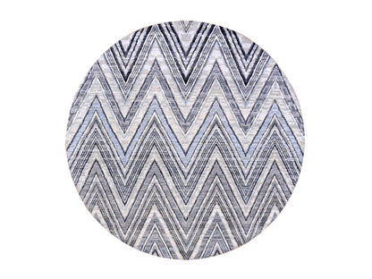 Grey 6'0" x 6'0" Modern / Contemporary Hand knotted Wool/Silk Rug - Sku: O075029