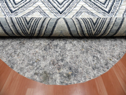 Grey 6'0" x 6'0" Modern / Contemporary Hand knotted Wool/Silk Rug - Sku: O075029