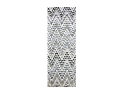 Modern / Contemporary hand-knotted wool/silk runner in Gray, 4'2" x 12'4" — SKU O075030