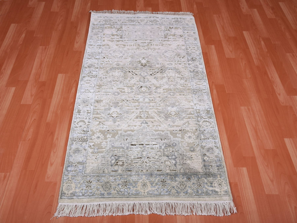 Oushak Transitional hand-knotted wool/silk rug in Gray, 3' x 5'2" — SKU O075037 (view 2)