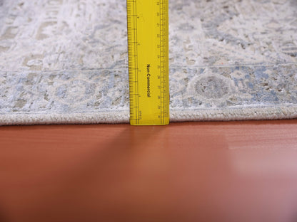 Grey 3'0" x 5'2" Transitional Hand knotted Wool/Silk Rug - Sku: O075037