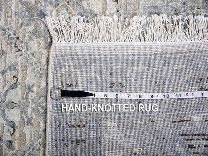 Grey 3'0" x 5'2" Transitional Hand knotted Wool/Silk Rug - Sku: O075037