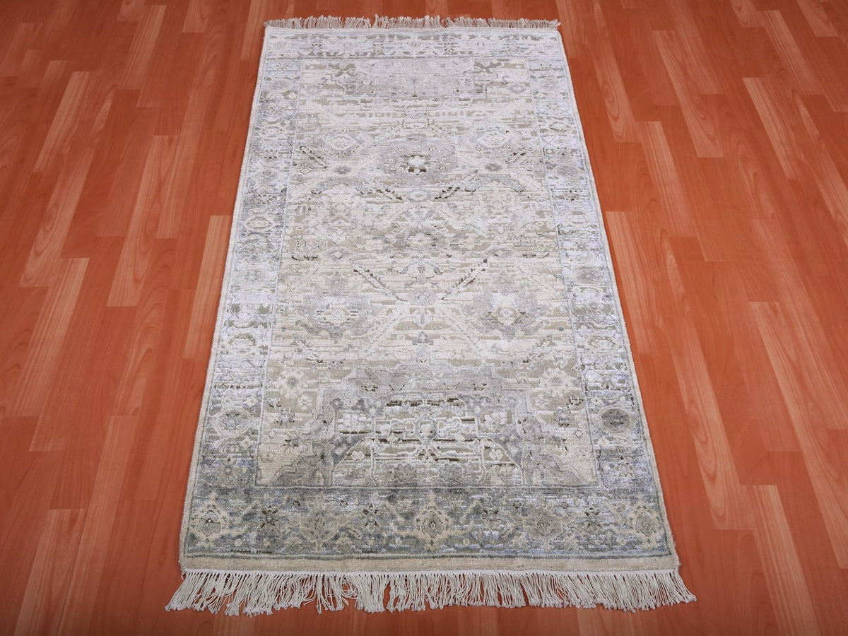 Oushak Transitional hand-knotted wool/silk rug in Gray, 3' x 5'2" — SKU O075040 (view 2)