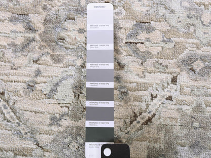 Grey 3'0" x 5'2" Transitional Hand knotted Wool/Silk Rug - Sku: O075040