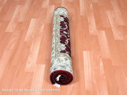 Red 3'0" x 5'0" Traditional Hand knotted Wool/Silk Rug - Sku: O075049