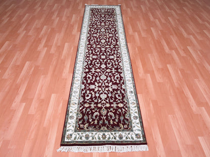 Red 2'7" x 10'0" Traditional Hand knotted Wool/Silk Rug - Sku: O075055