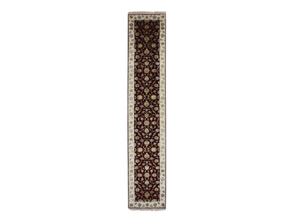 Red 2'8" x 14'1" Traditional Hand knotted Wool/Silk Rug - Sku: O075056