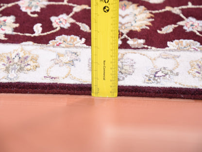 Red 2'8" x 14'1" Traditional Hand knotted Wool/Silk Rug - Sku: O075056