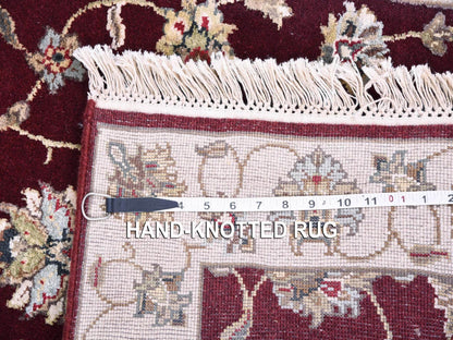 Red 2'8" x 14'1" Traditional Hand knotted Wool/Silk Rug - Sku: O075056