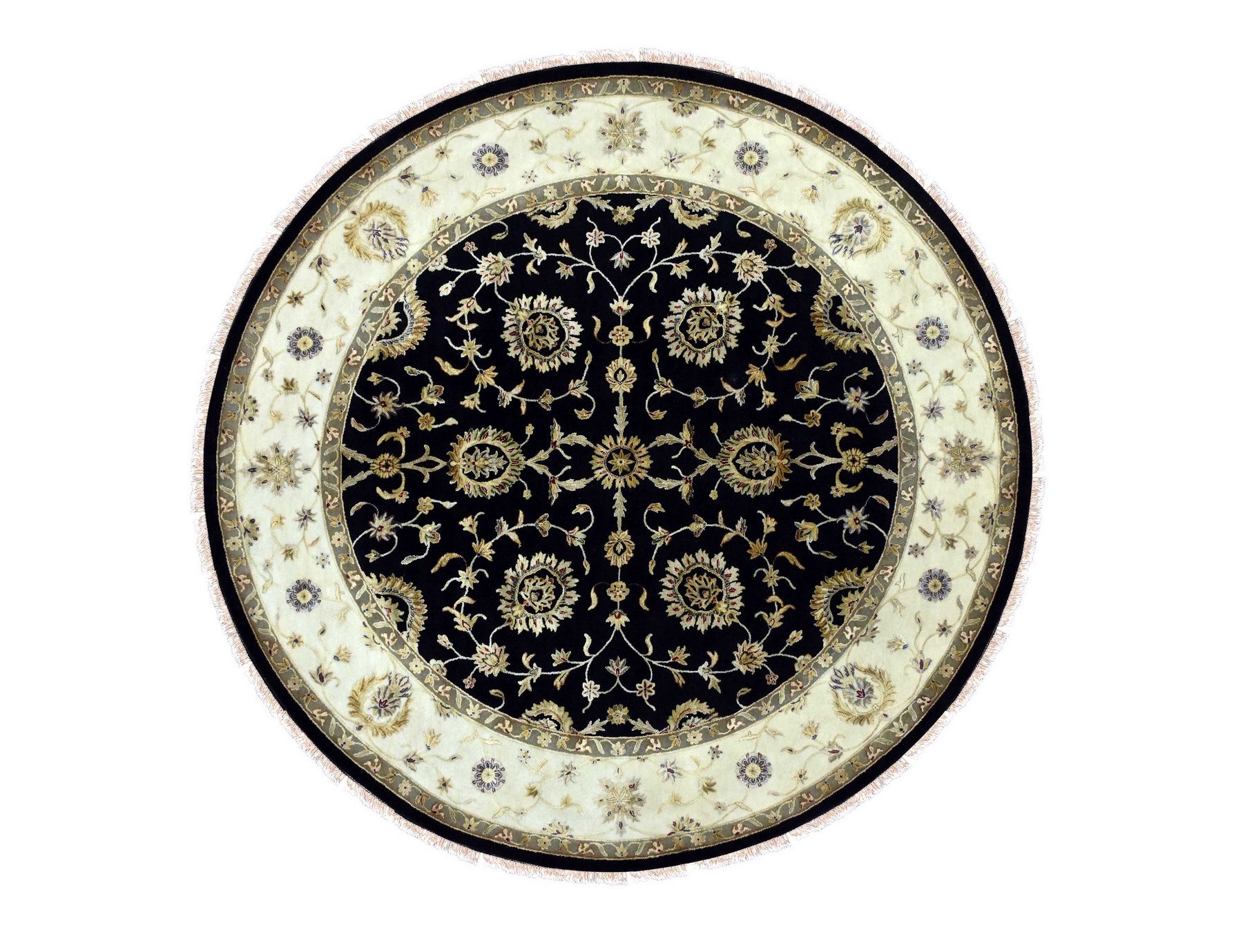 Rajasthan Rajasthan hand-knotted wool/silk rug in Black & Ivory, 10' x 10'2" — SKU O075067