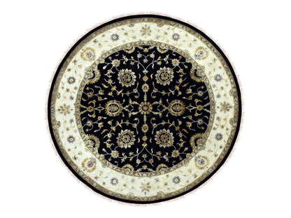 Rajasthan Rajasthan hand-knotted wool/silk rug in Black & Ivory, 10' x 10'2" — SKU O075067