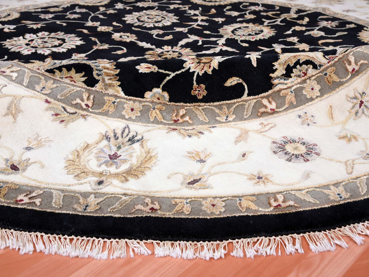 Rajasthan Rajasthan hand-knotted wool/silk rug in Black & Ivory, 10' x 10'2" — SKU O075067 (view 6)