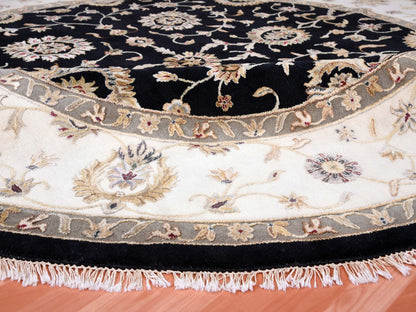 Rajasthan Rajasthan hand-knotted wool/silk rug in Black & Ivory, 10' x 10'2" — SKU O075067 (view 6)