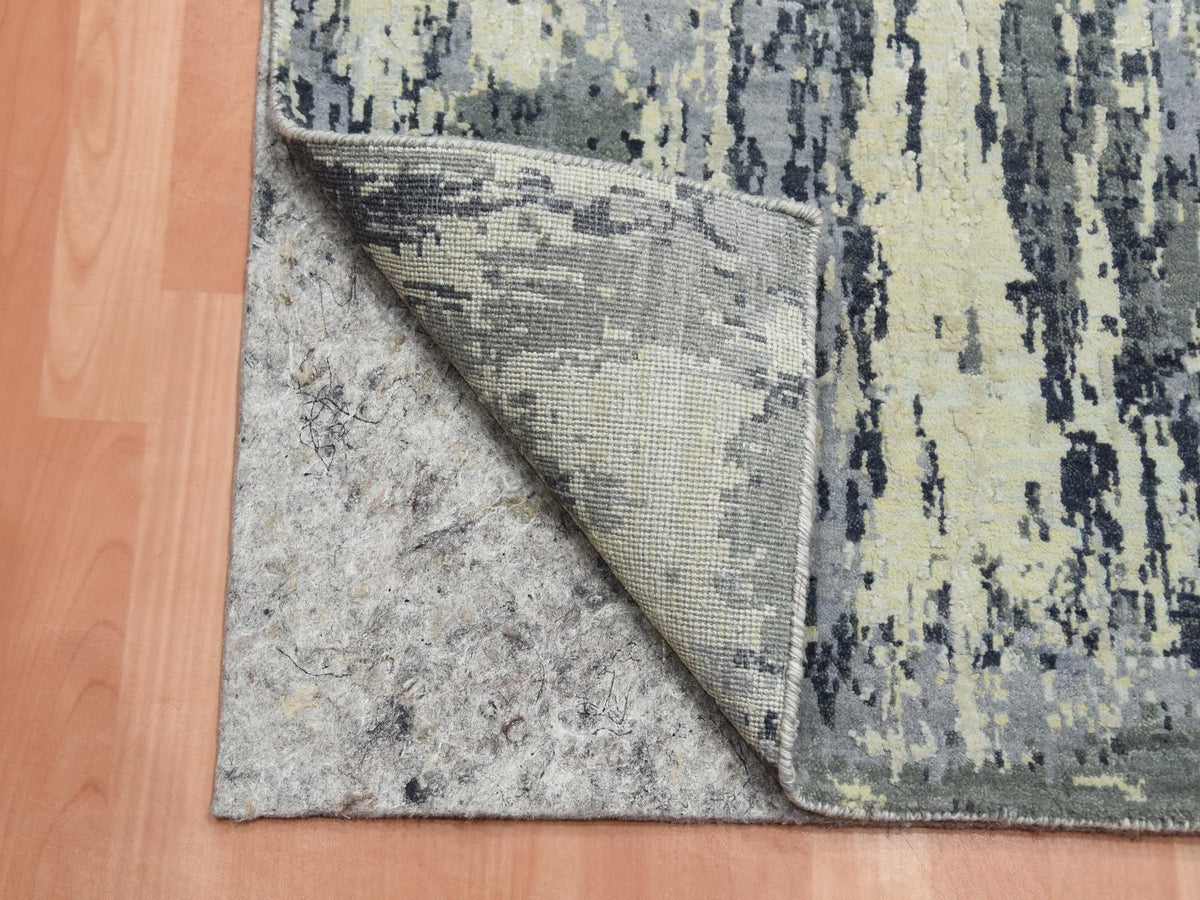 Modern / Contemporary hand-knotted wool/silk runner in Gray, 2'7" x 12'2" — SKU O075076 (view 3)