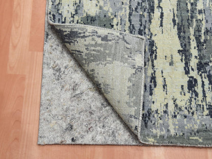 Modern / Contemporary hand-knotted wool/silk runner in Gray, 2'7" x 12'2" — SKU O075076 (view 3)