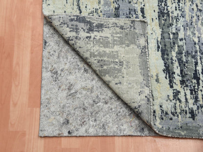 Modern / Contemporary hand-knotted wool/silk runner in Gray, 2'7" x 10'3" — SKU O075077 (view 3)