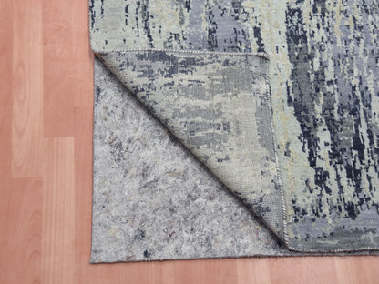 Modern / Contemporary hand-knotted wool/silk runner in Gray, 2'7" x 10'2" — SKU O075078 (view 3)