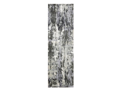 Modern / Contemporary hand-knotted wool/silk runner in Gray, 2'6" x 8'3" — SKU O075080