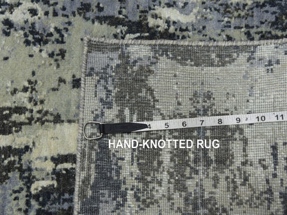 Modern / Contemporary hand-knotted wool/silk runner in Gray, 2'6" x 8'3" — SKU O075080 (view 7)