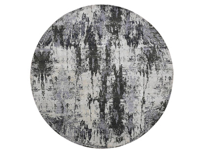 Modern / Contemporary hand-knotted wool/silk rug in Gray, 8'2" x 8'2" — SKU O075087