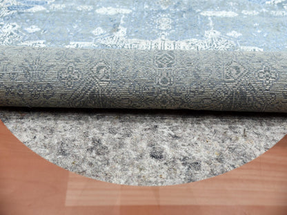 Transitional hand-knotted wool/pure silk rug in Blue, 10' x 10'1" — SKU O075089 (view 5)