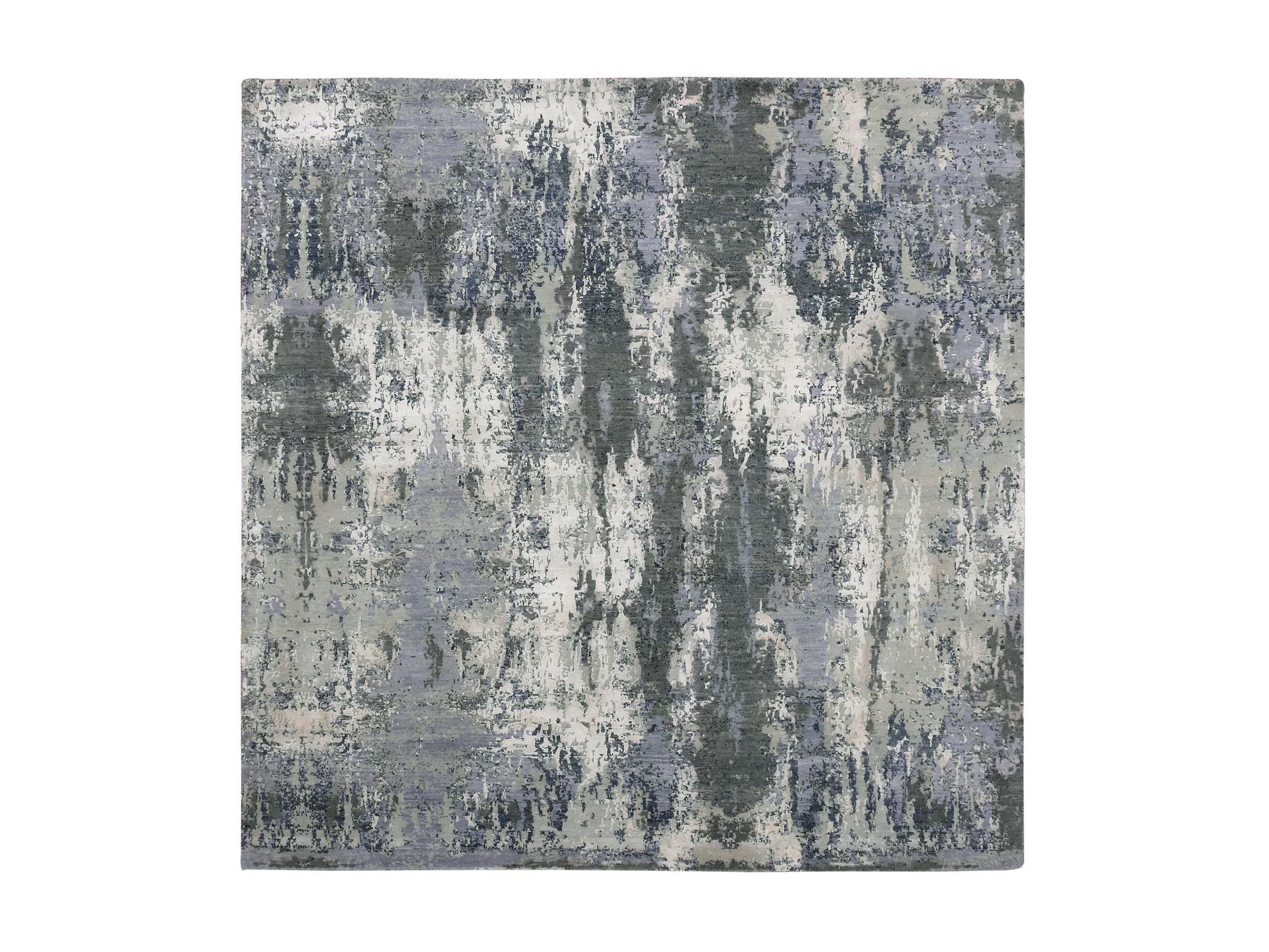 Modern / Contemporary hand-knotted wool/silk rug in Gray, 8' x 8'2" — SKU O075093