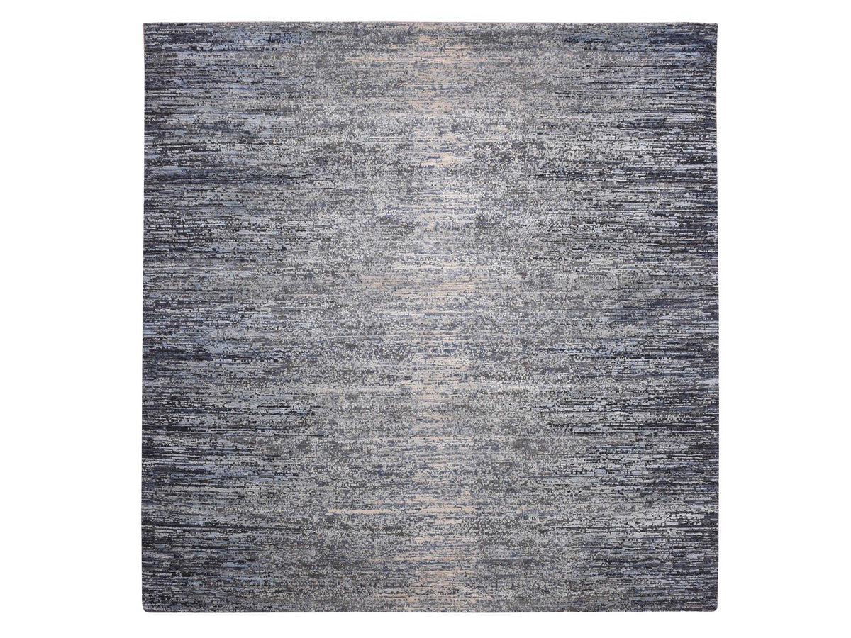 Modern / Contemporary hand-knotted wool/silk rug in Gray, 8' x 8'2" — SKU O075098