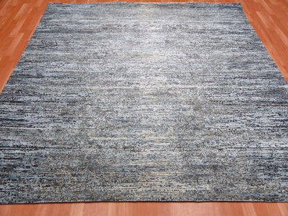 Modern / Contemporary hand-knotted wool/silk rug in Gray, 8' x 8'2" — SKU O075098 (view 2)