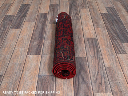 Tribal & Geometric hand-knotted wool runner in Red, 1'10" x 4'10" — SKU O0750 (view 5)