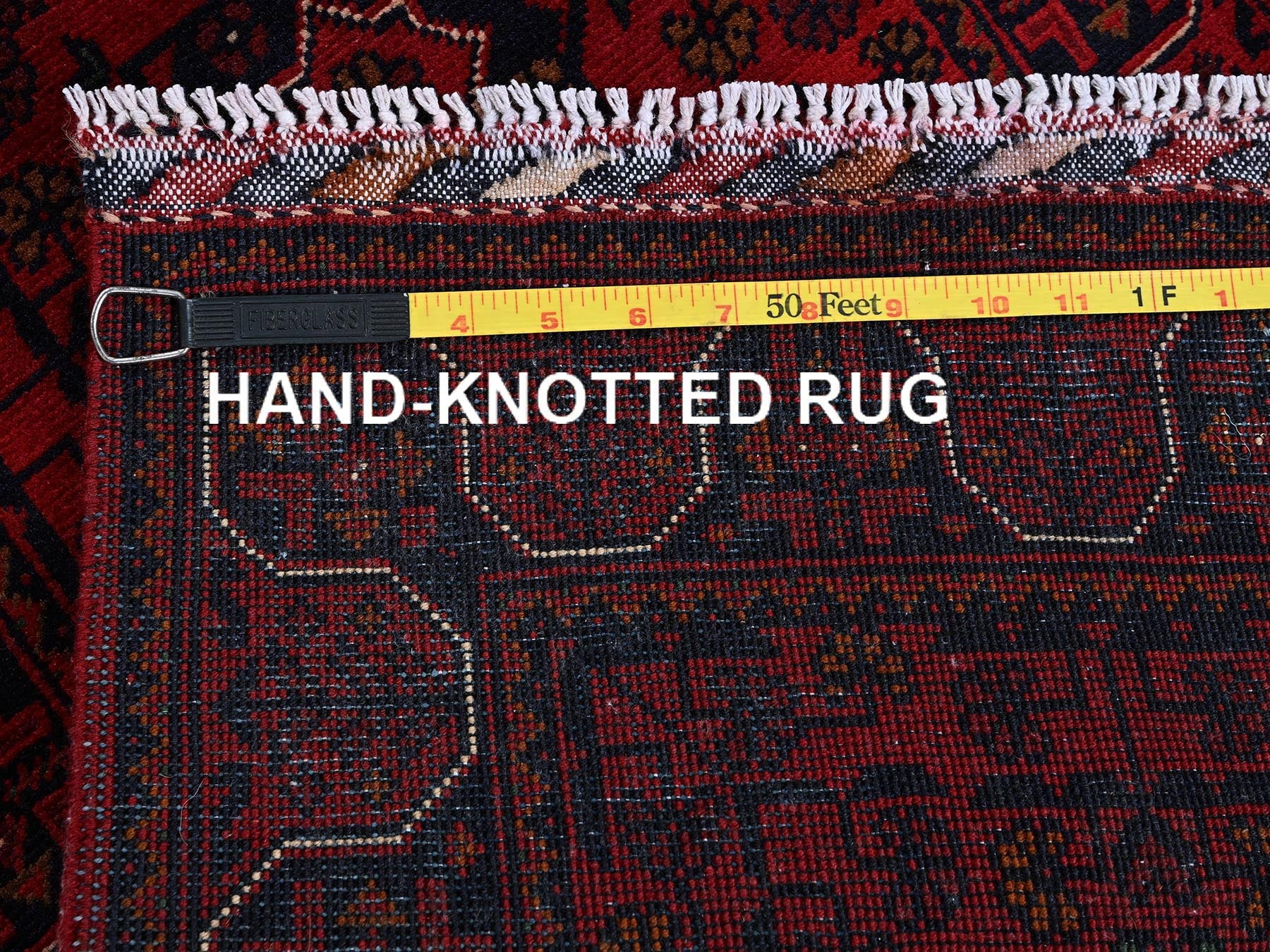 Tribal & Geometric hand-knotted wool runner in Red, 1'10" x 4'10" — SKU O0750 (view 7)